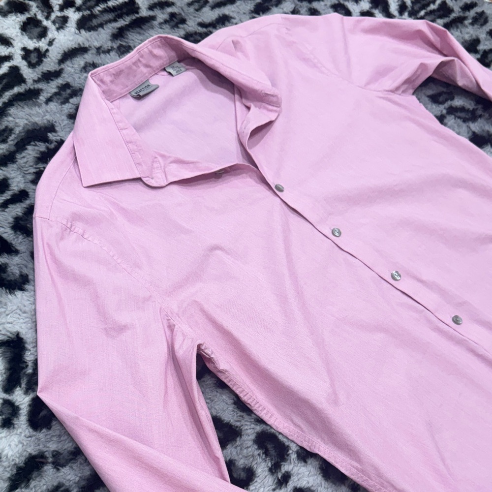 Kenneth Cole Reaction Light Pink Long Sleeve Dress Shirt Slim Fit - Picture 3 of 5